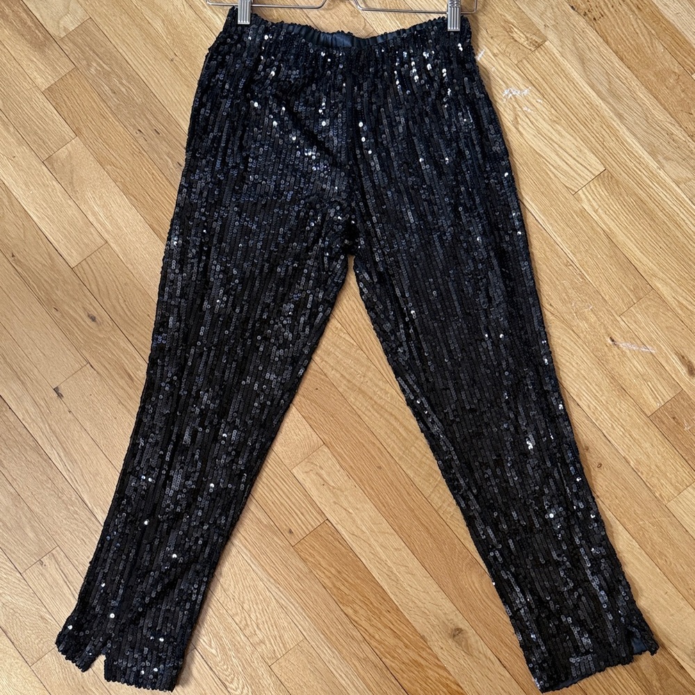 Zara Shimmering Black Sequin Pants